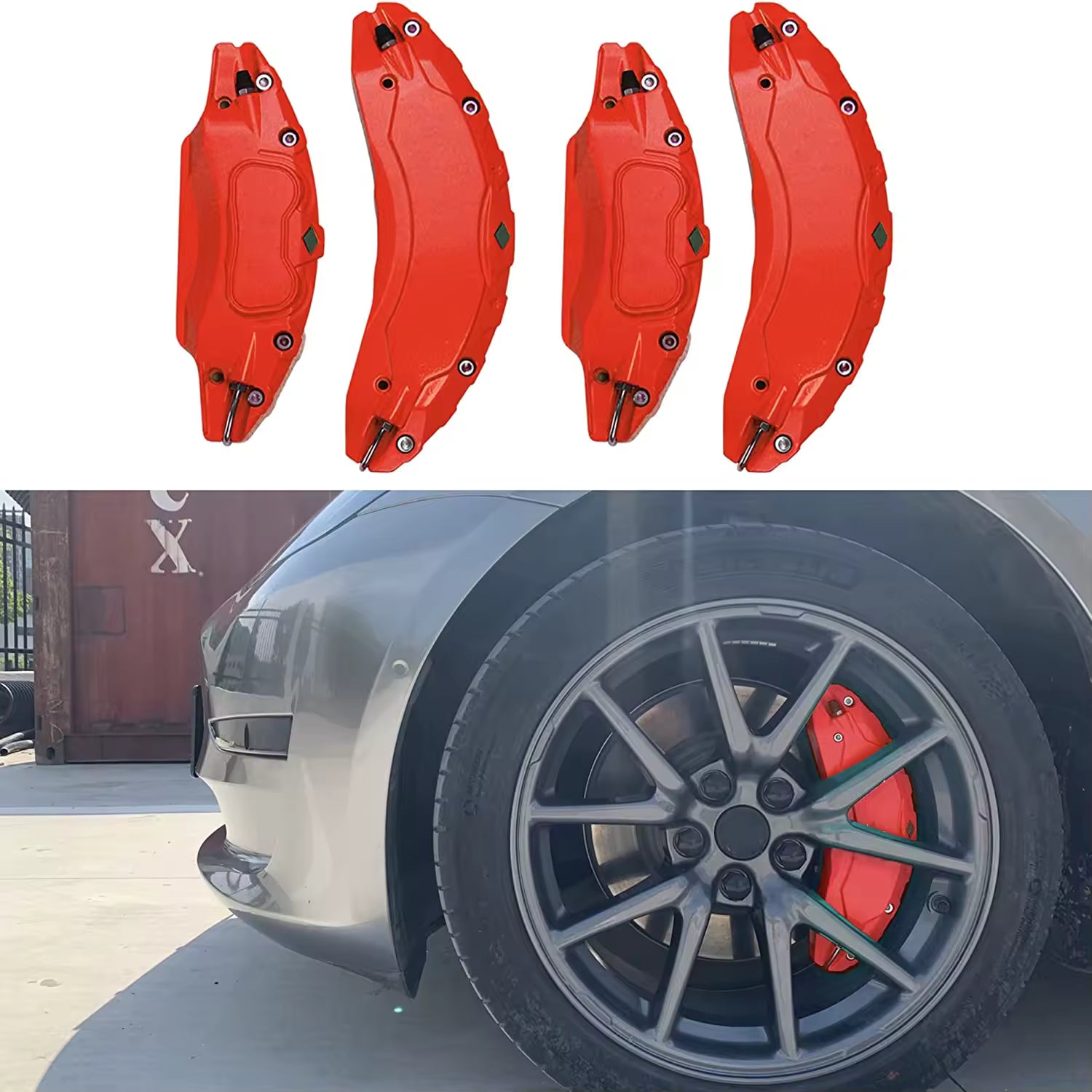 TeslaMods Brake Caliper Covers (with Logo Stickers) – Model 3 (2017–2023)