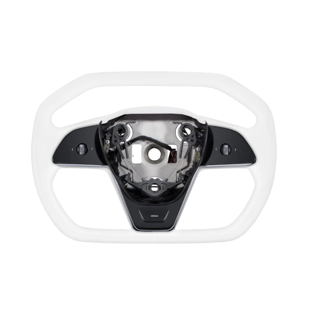 TESLAMODS Cybertruck Edition Arctic White Steering Wheel - (Model Y)