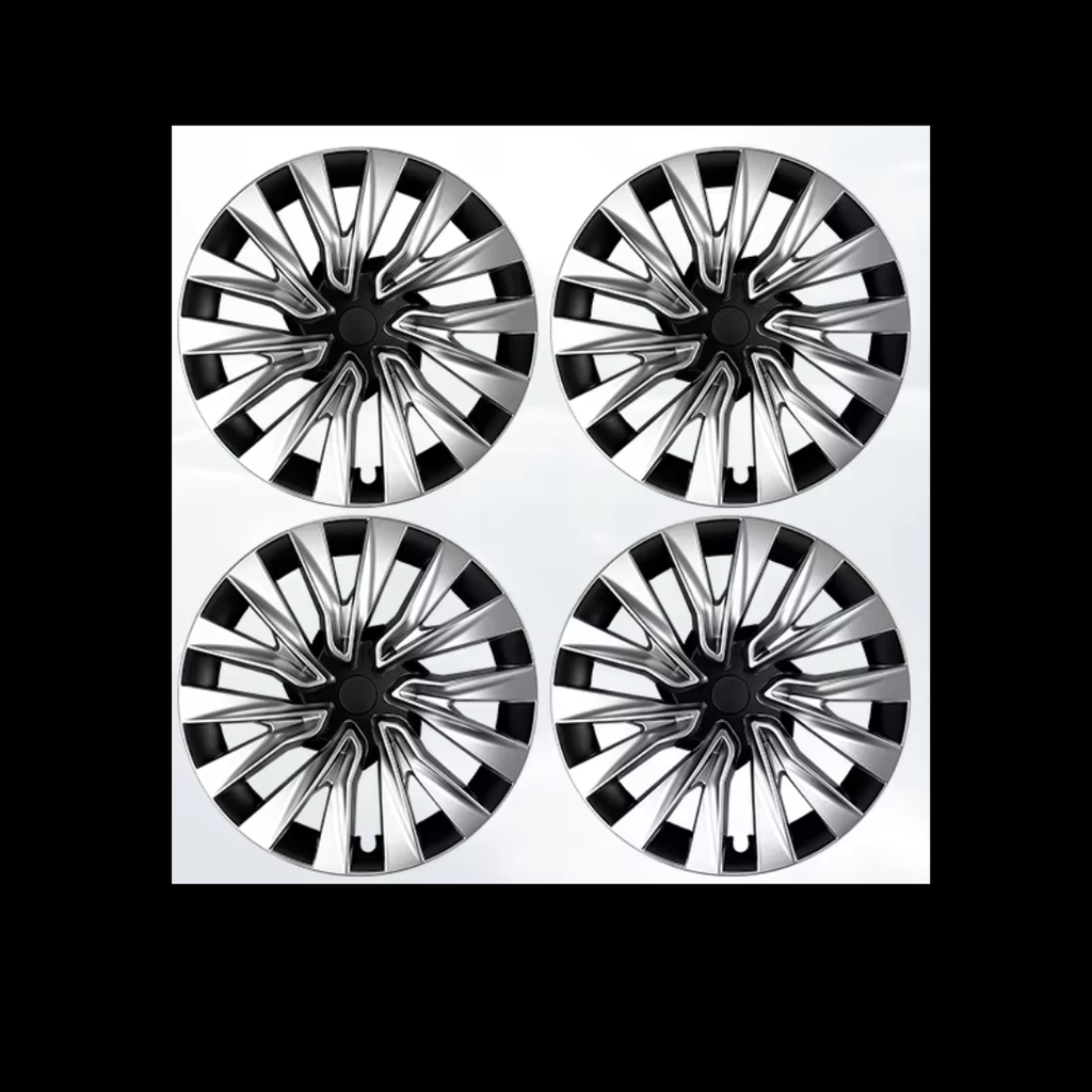 TeslaMods “Turbine Silver-Black” 18” Wheel Covers – Tesla Model 3 (2024+ Highland)