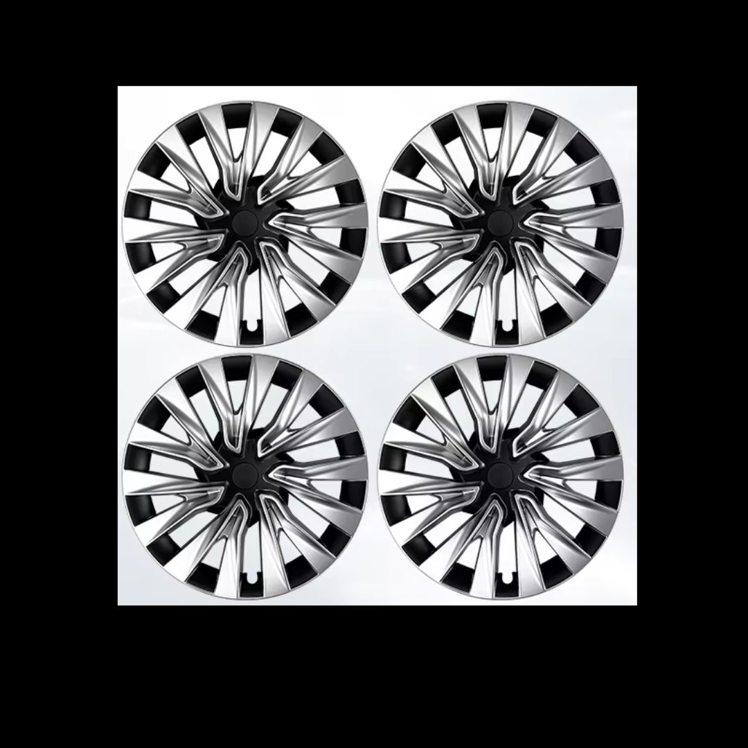 TeslaMods “Turbine Silver-Black” 18” Wheel Covers – Tesla Model 3 (2024+ Highland)