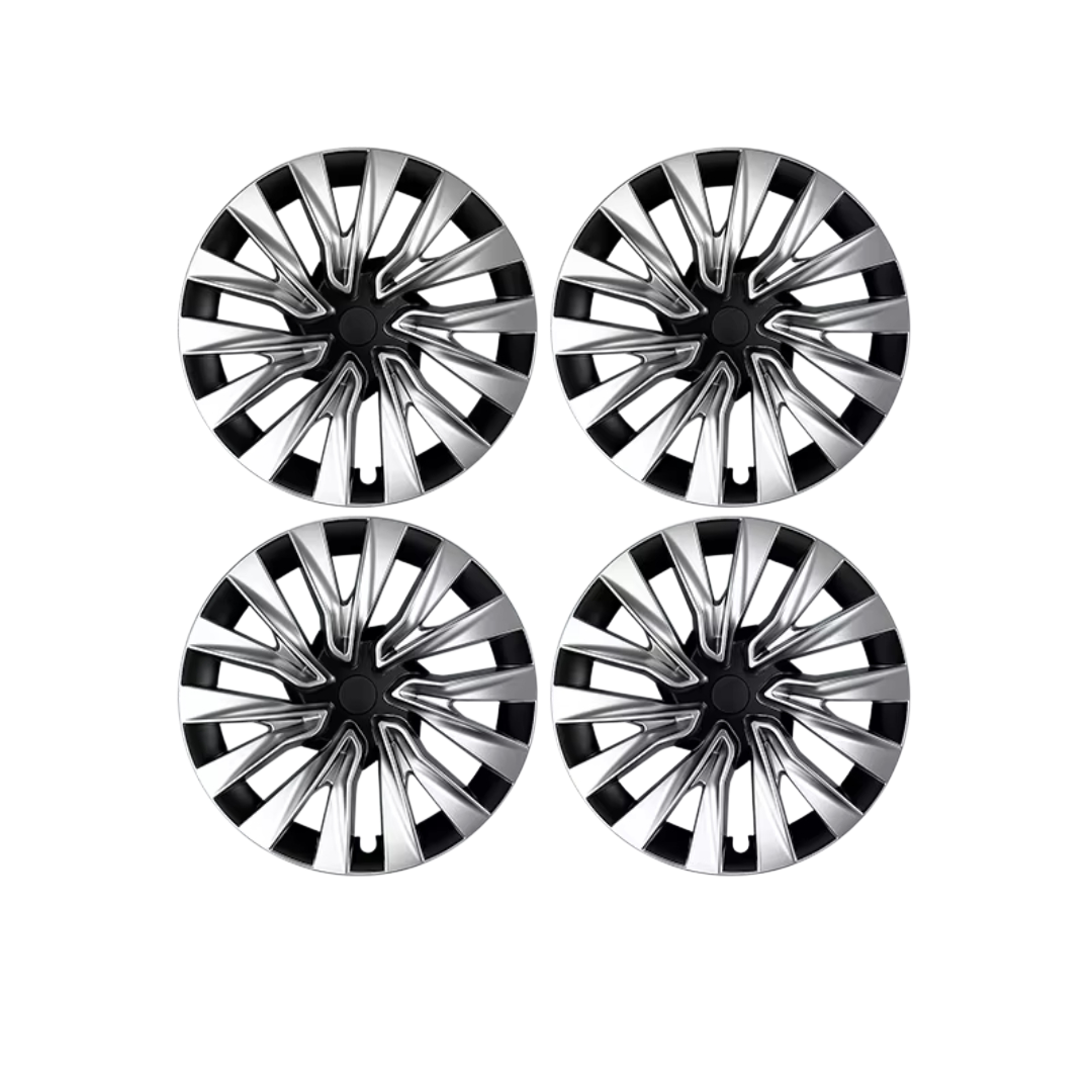 TeslaMods “Turbine Silver-Black” 18” Wheel Covers – Tesla Model 3 (2024+ Highland)