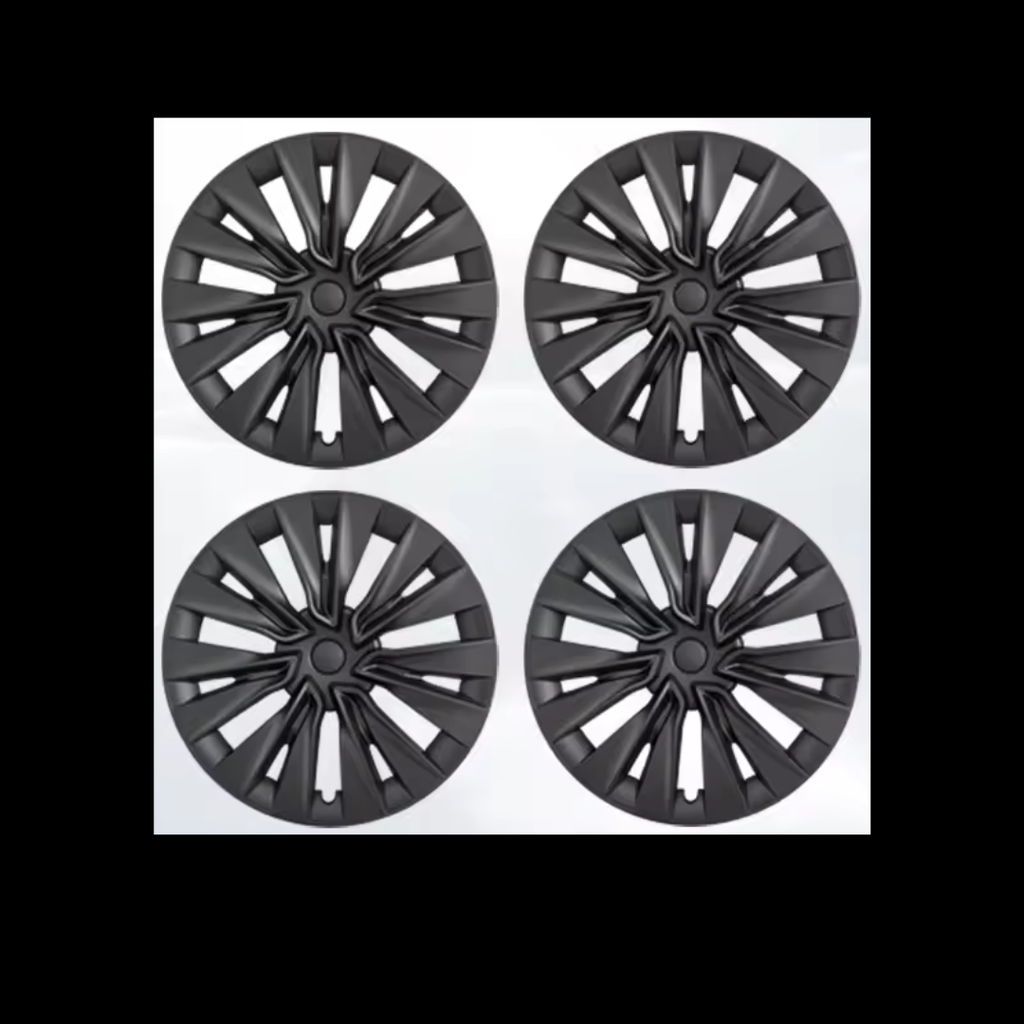 TeslaMods “Turbine Matte Black” 19” Wheel Covers – Tesla Model Y (2020–2024)