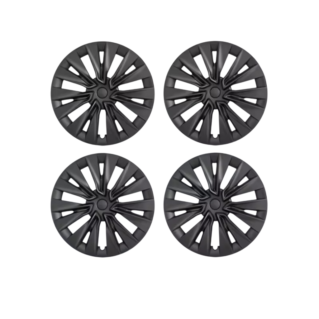 TeslaMods “Turbine Matte Black” 19” Wheel Covers – Tesla Model Y (2020–2024)