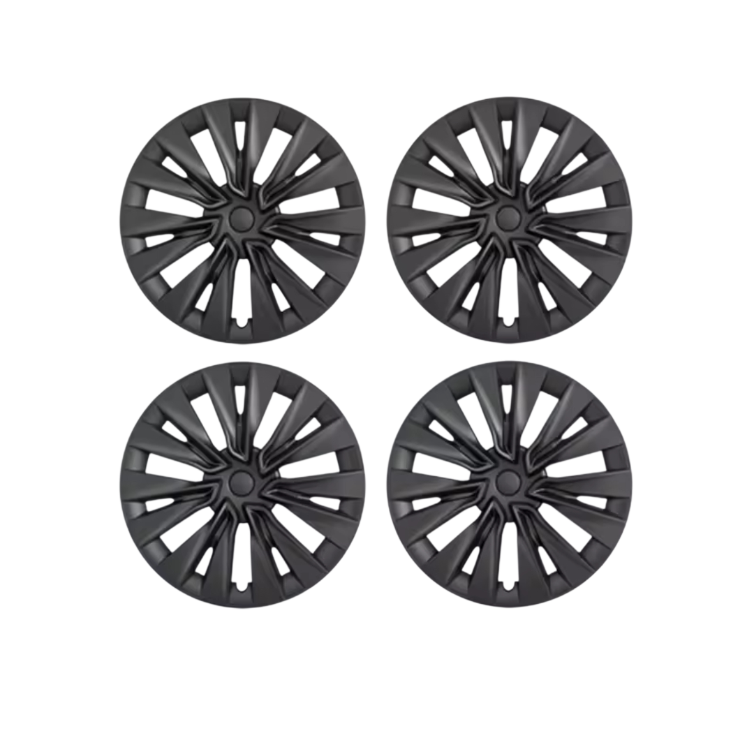 TeslaMods “Turbine Matte Black” 19” Wheel Covers – Tesla Model Y (2020–2024)