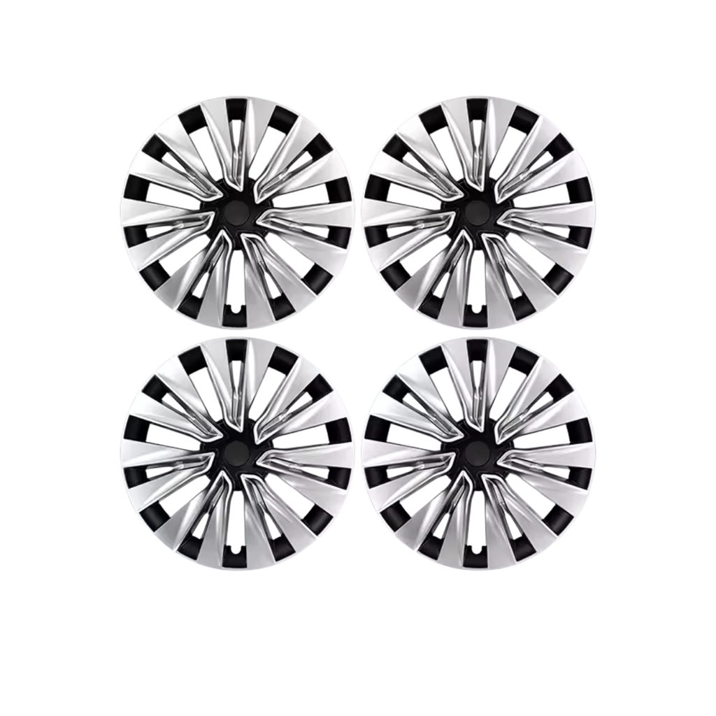 TeslaMods “Turbine Silver-Black” 19” Wheel Covers – Tesla Model Y (2020–2024)