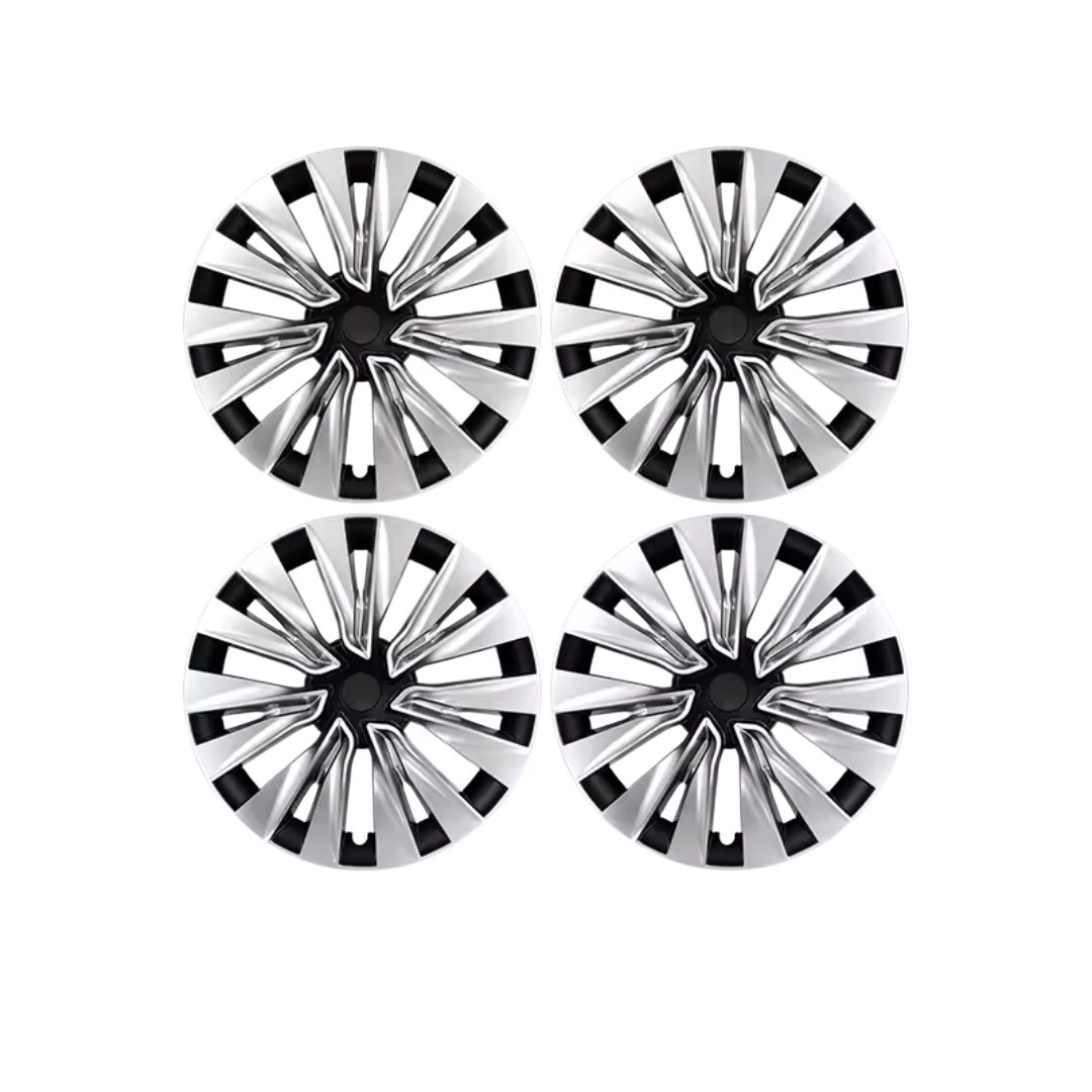 TeslaMods “Turbine Silver-Black” 19” Wheel Covers – Tesla Model Y (2020–2024)