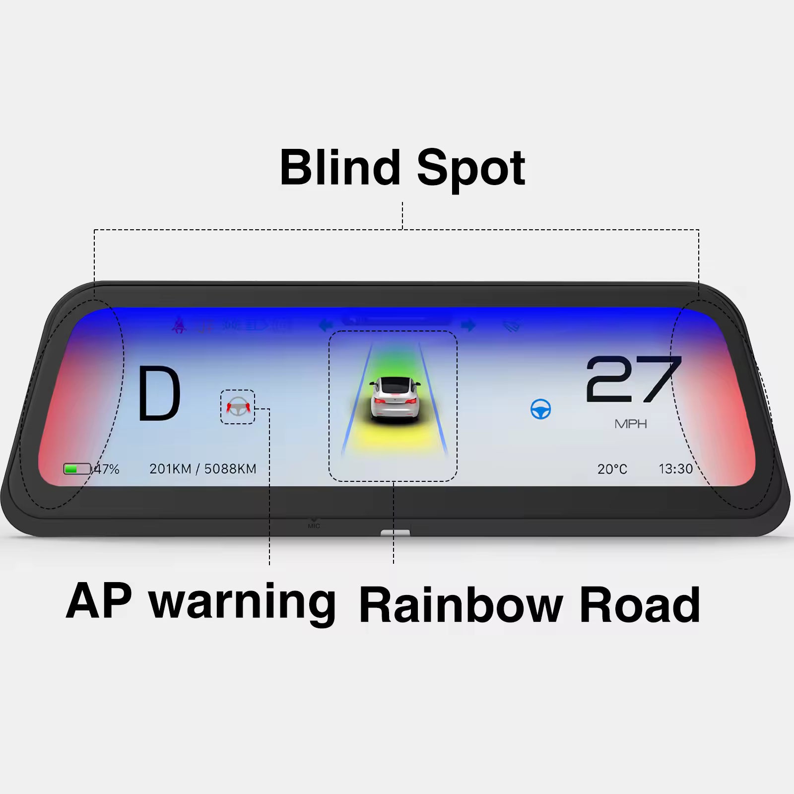 TeslaMods 9.6” Head-Up Display (HUD) – CarPlay & Android Auto for Model 3 (2016-2023) / Model Y (2020-2024)