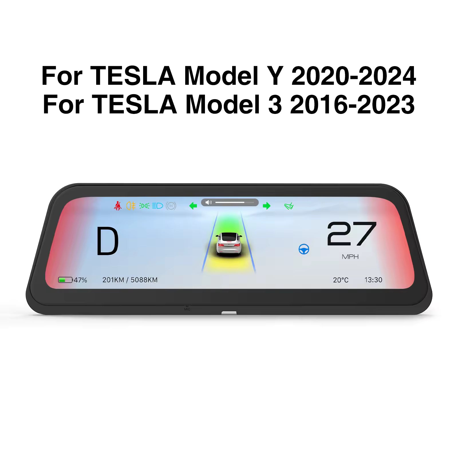 TeslaMods 9.6” Head-Up Display (HUD) – CarPlay & Android Auto for Model 3 (2016-2023) / Model Y (2020-2024)