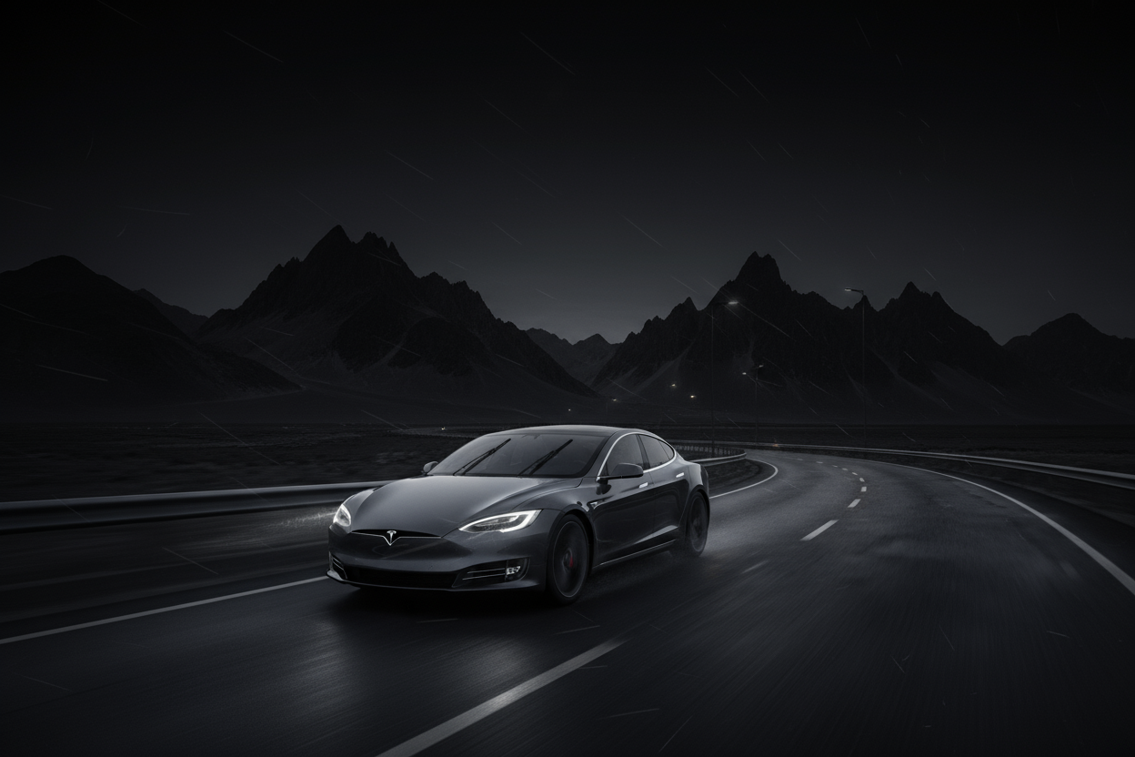 Can you do it in the streets with a background of mountain but make sure it is black