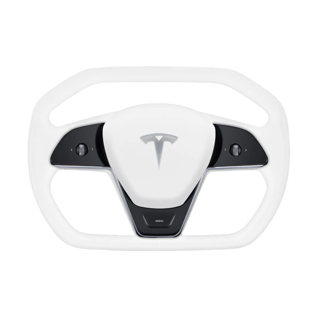TESLAMODS Cybertruck Edition Arctic White Steering Wheel - (Model 3)